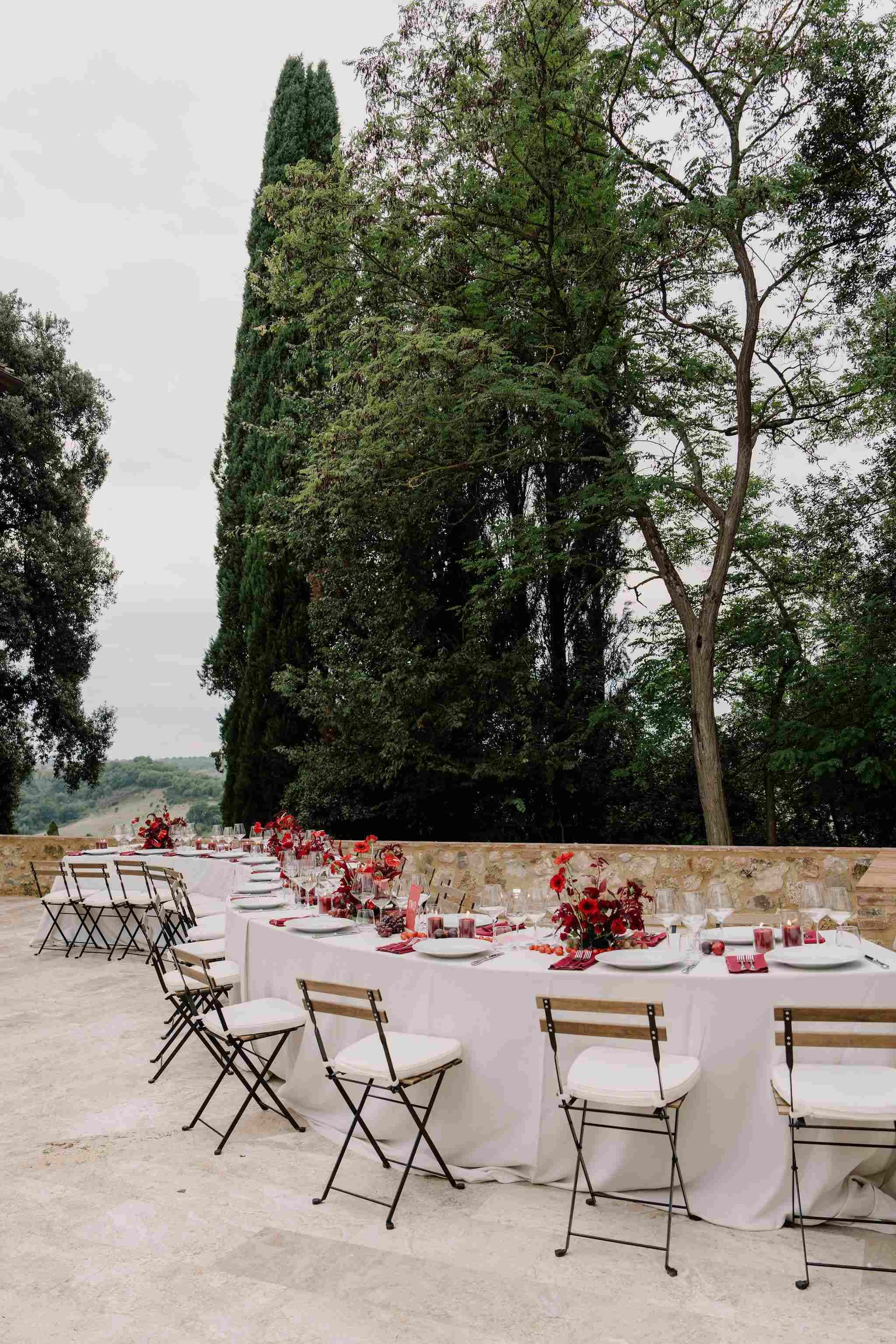 Wedding reception setting at Borgo Laticastelli